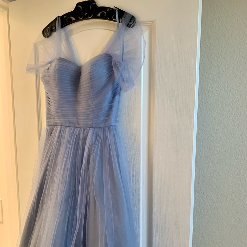 Unique Vintage, tea length, periwinkle tule dress
